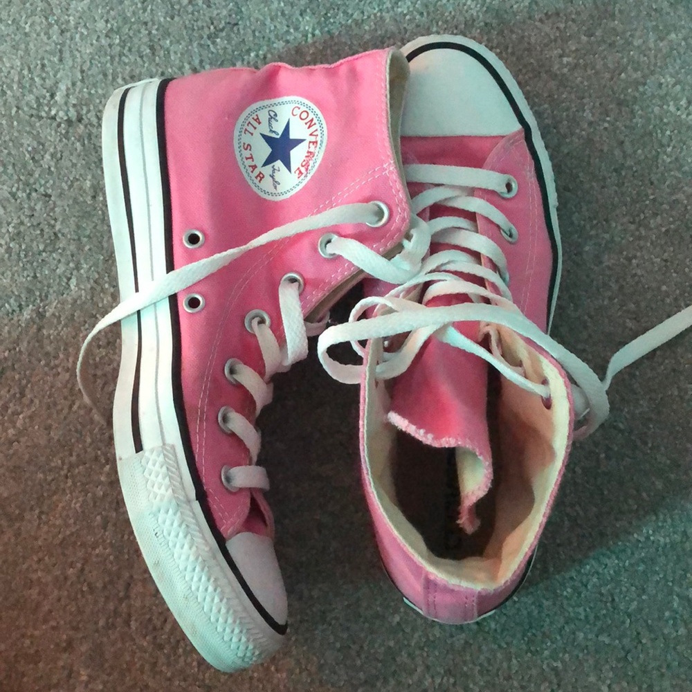 Pink high top converse
